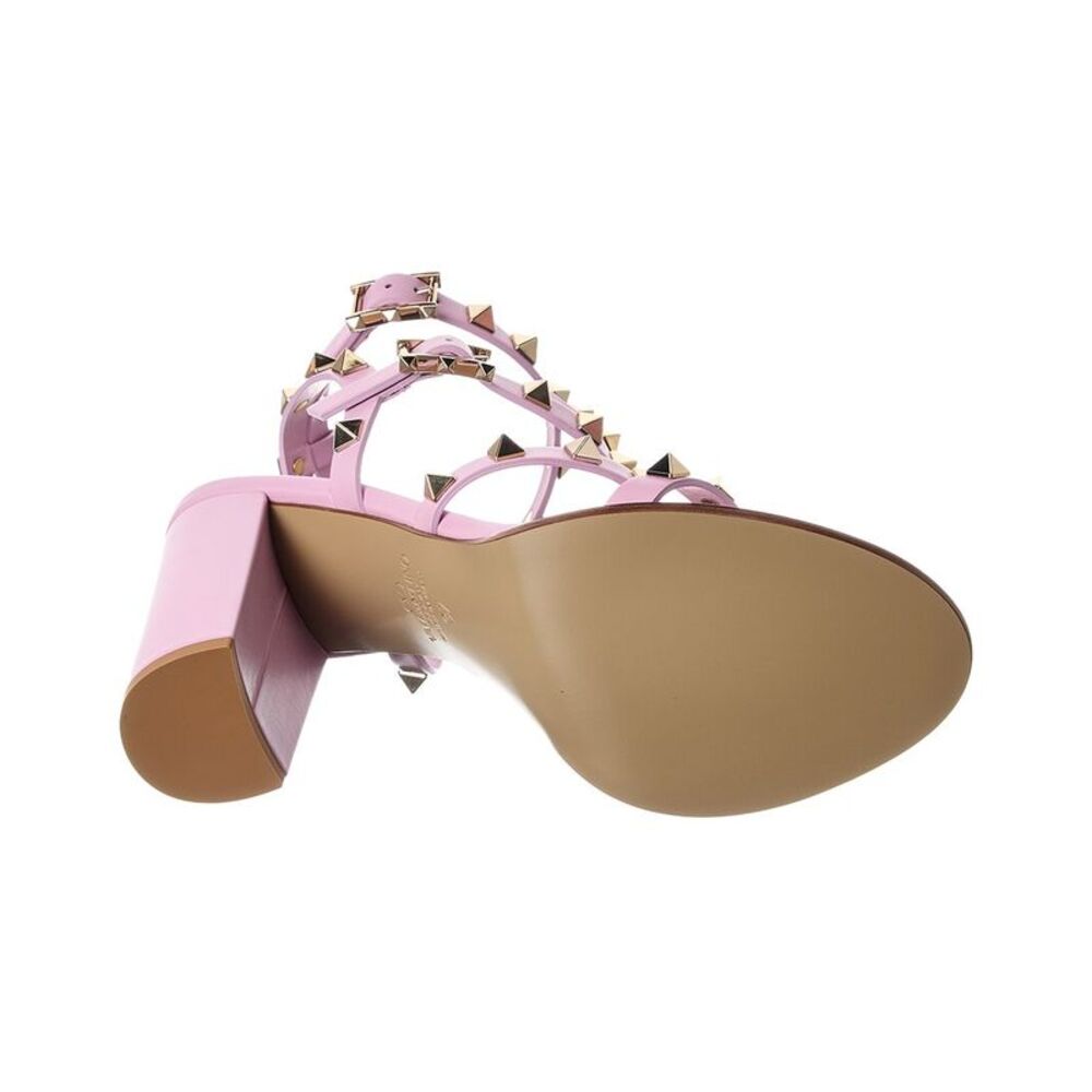 Valentino Rockstud Caged 90 Leather Ankle Strap Sandal, Pink - Picture 4 of 5